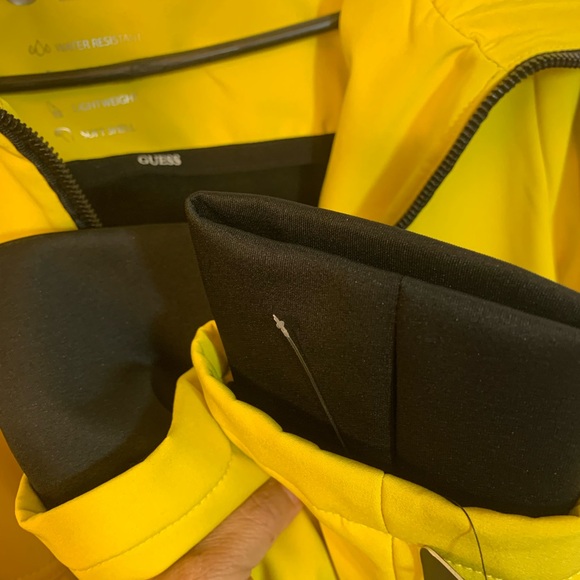 Guess Women's Bright Yellow Jacket. NEW W AND TAGS. GUESS reflective,rain jacket - Picture 8 of 11